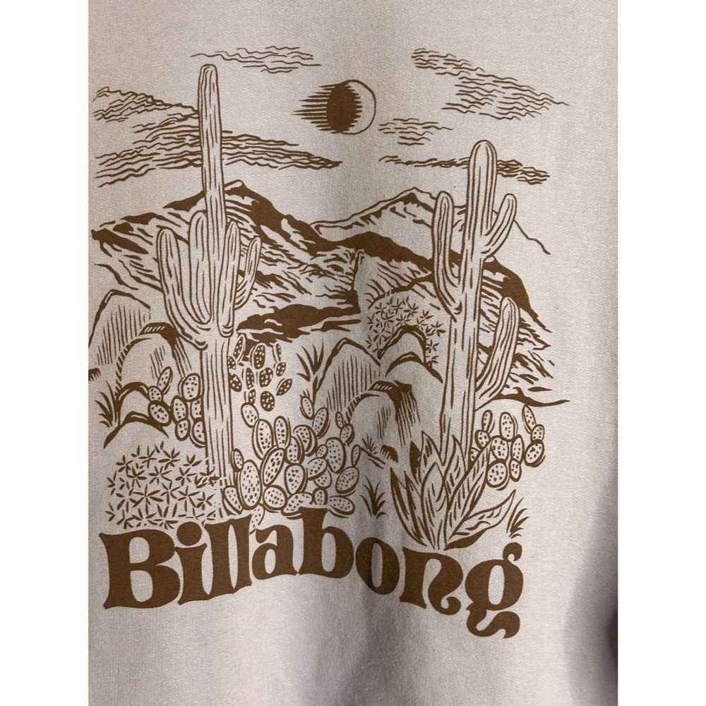 BILLABONG Large Blue Desert Cactus Graphic Fleece Crewneck Sweatshirt - Picture 3 of 6